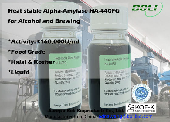 Vloeibare Voedselgebruik het Brouwen Enzymen Alpha Amylase Op hoge temperatuur Ha-440fg 160000u/Ml