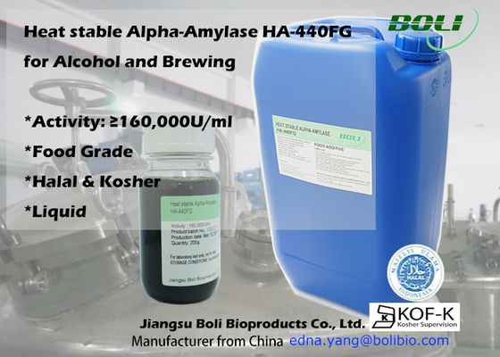 Vloeibare Voedselgebruik het Brouwen Enzymen Alpha Amylase Op hoge temperatuur Ha-440fg 160000u/Ml