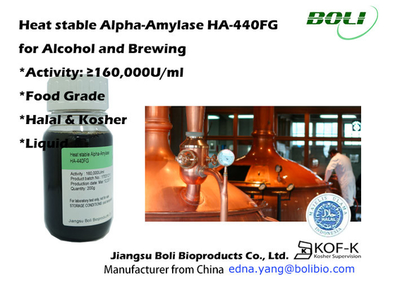 Vloeibare Voedselalcohol het Brouwen Enzymen Alpha Amylase Op hoge temperatuur 160000u/Ml